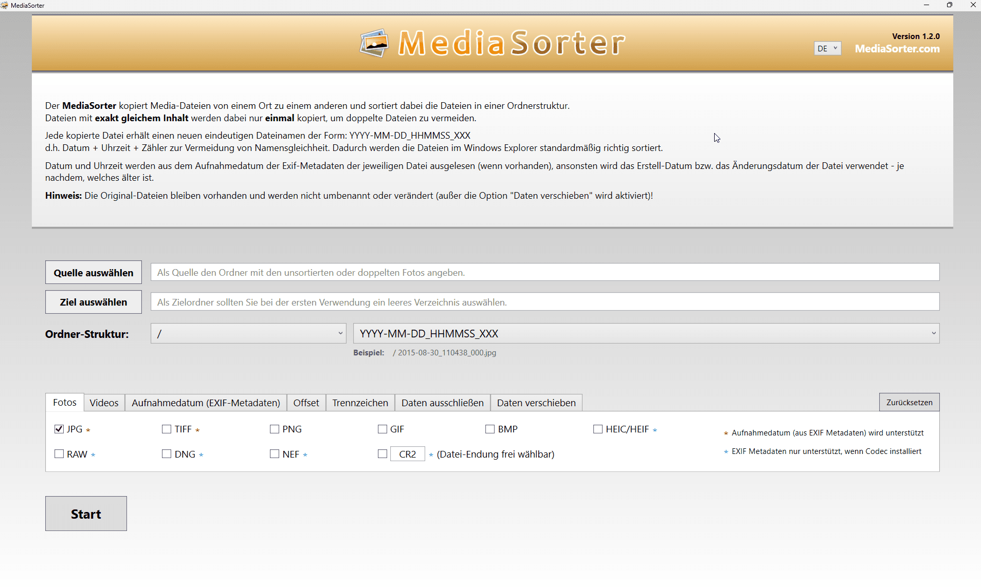 Fotos und Videos einfach und zentral an einen Ort sortieren mit MediaSorter